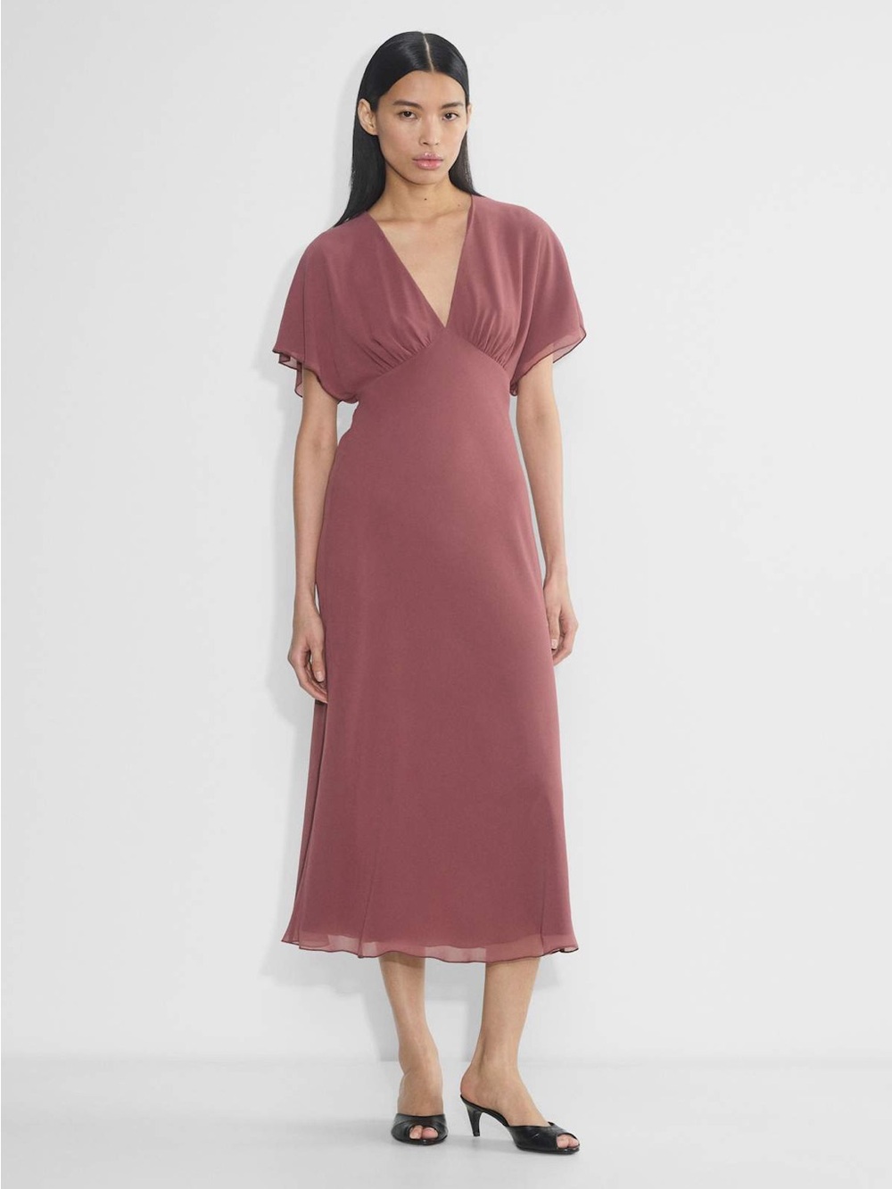 Wilfred Terrace Dress Chiffon V Neck Maxi Opera Rose Size Medium
